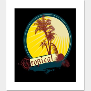 Tropical Palm Surfer Posters and Art